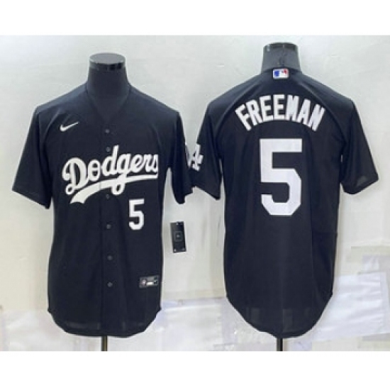Men's Los Angeles Dodgers #5 Freddie Freeman Number Black Turn Back The Clock Stitched Cool Base Jersey - Ujersey