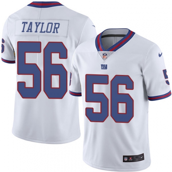 Men's Nike New York Giants #56 Lawrence Taylor Elite White Rush Vapor Untouchable NFL Jersey - Ujersey