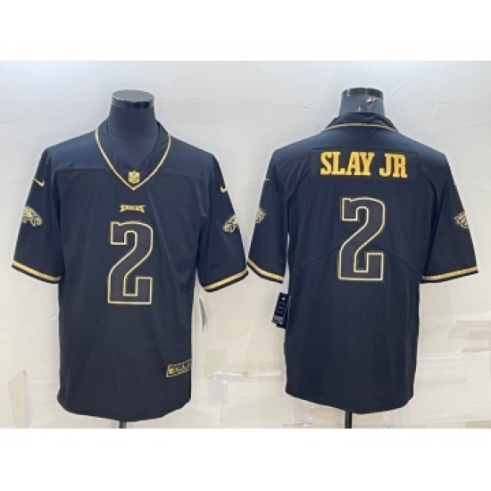 Men's Philadelphia Eagles #2 Darius Slay Jr Black Golden Edition Stitched NFL Nike Limited Jersey - Ujersey
