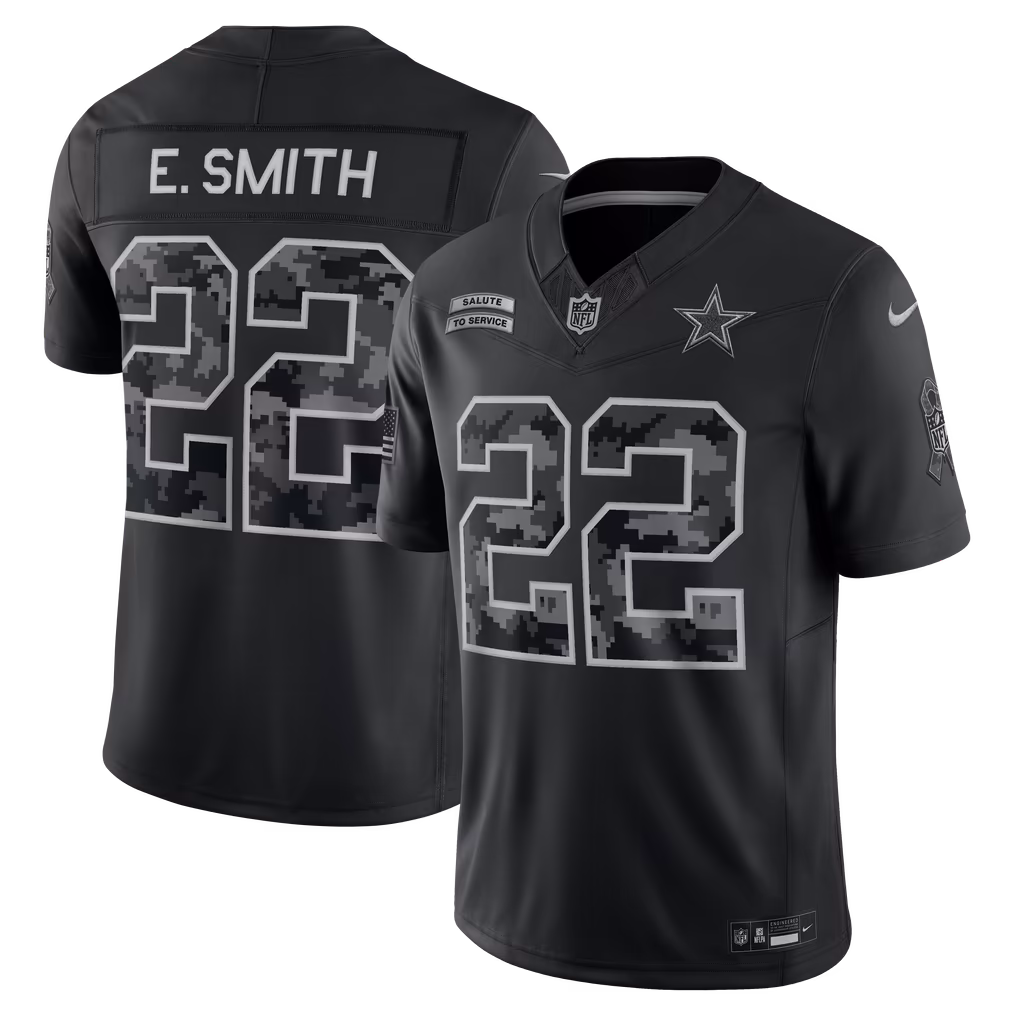 Men's Dallas Cowboys Emmitt Smith Nike Black 2026 Salute to Service Retired Player Stitched Limited Jersey - ujerseystore