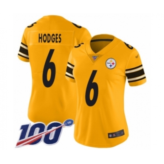 Women's Pittsburgh Steelers #6 Devlin Hodges Limited Gold Inverted Legend 100th Season Football Jersey - Ujersey