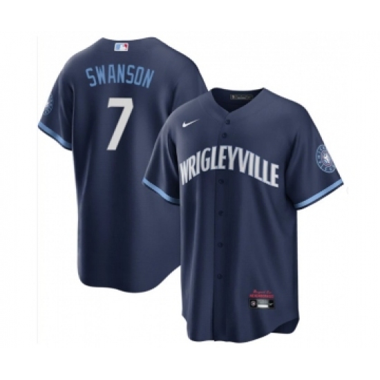 Men's Nike Chicago Cubs #7 Dansby Swanson Navy City Connect Cool Base Stitched Baseball Jersey - Ujersey