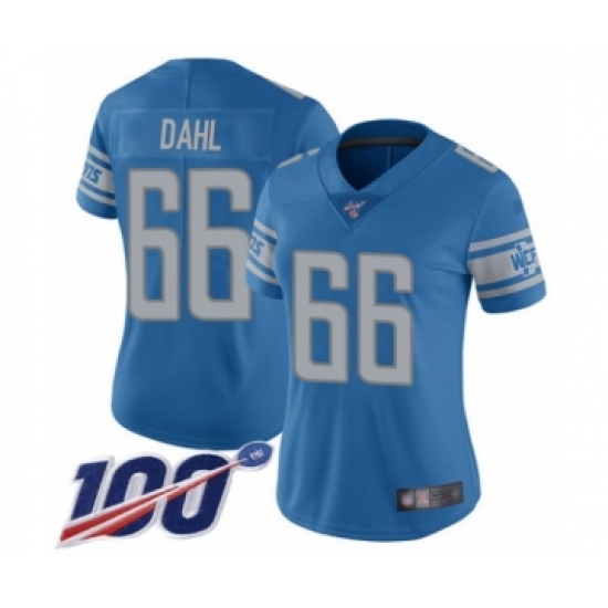 Women's Detroit Lions #66 Joe Dahl Blue Team Color Vapor Untouchable Limited Player 100th Season Football Jersey - Ujersey