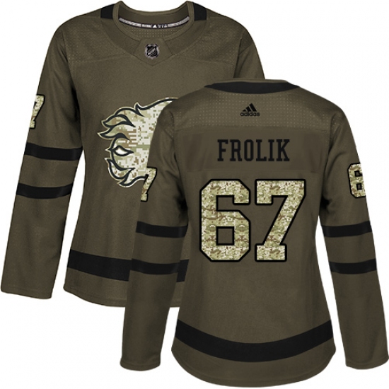 Women's Reebok Calgary Flames #67 Michael Frolik Authentic Green Salute to Service NHL Jersey - Ujersey