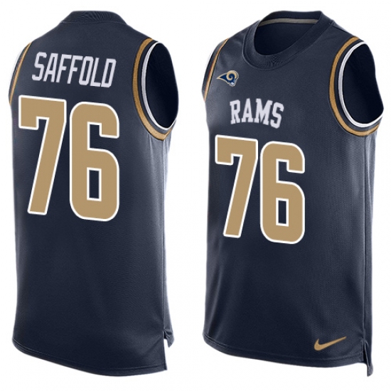 Men's Nike Los Angeles Rams #76 Rodger Saffold Limited Navy Blue Player Name & Number Tank Top NFL Jersey - Ujersey