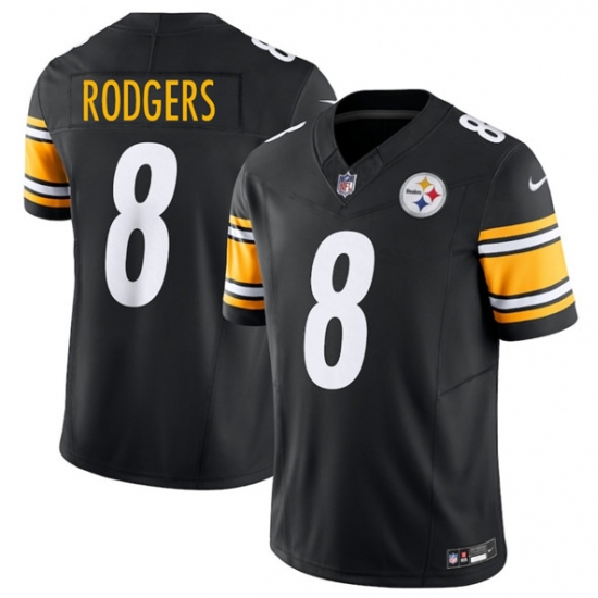 Men's Pittsburgh Steelers #8 Aaron Rodgers Black 2025 F.U.S.E. Vapor Limited Football Stitched Jersey - Ujersey