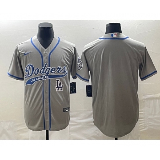Men's Los Angeles Dodgers Grey Blank Cool Base Stitched Baseball Jersey - Ujersey