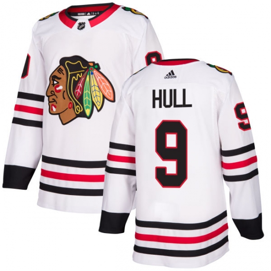 Men's Adidas Chicago Blackhawks #9 Bobby Hull Authentic White Away NHL Jersey - Ujersey