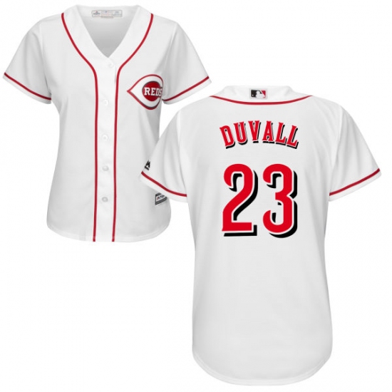 Women's Majestic Cincinnati Reds #23 Adam Duvall Authentic White Home Cool Base MLB Jersey - Ujersey