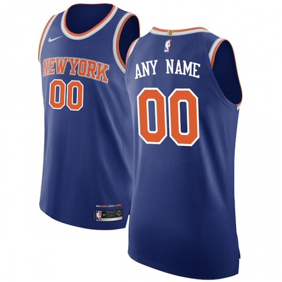 Men's New York Knicks Nike Blue Authentic Custom Jersey - Icon Edition - Ujersey
