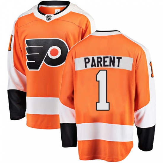 Men's Philadelphia Flyers #1 Bernie Parent Fanatics Branded Orange Home Breakaway NHL Jersey - Ujersey