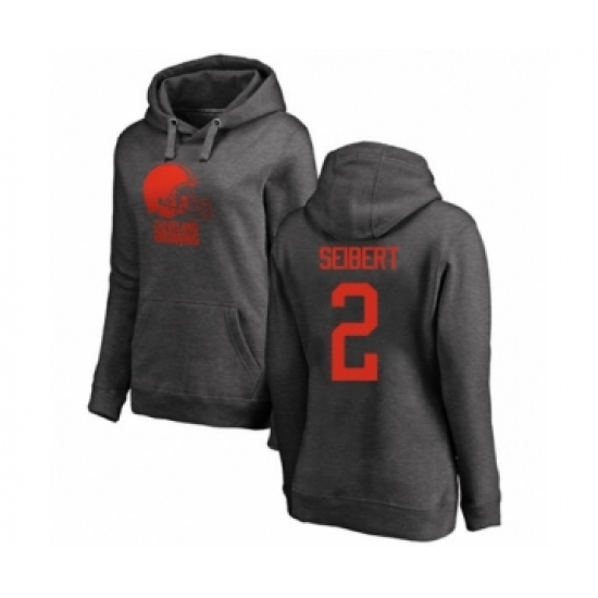 Football Women's Cleveland Browns #2 Austin Seibert Ash One Color Pullover Hoodie - Ujersey