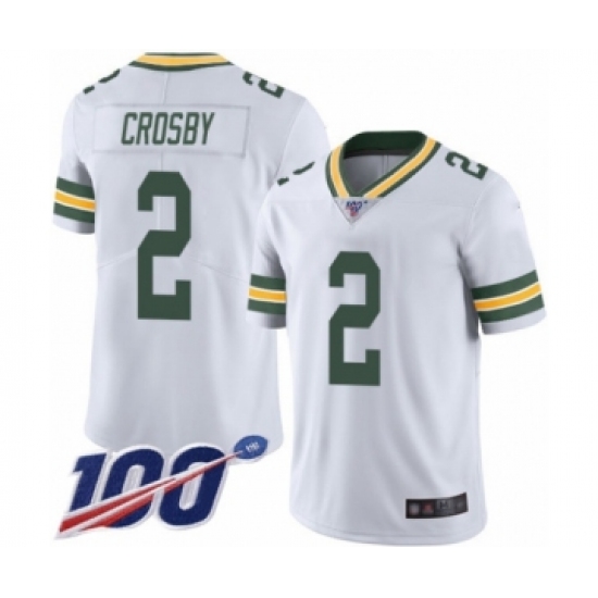 Men's Green Bay Packers #2 Mason Crosby White Vapor Untouchable Limited Player 100th Season Football Jersey - Ujersey