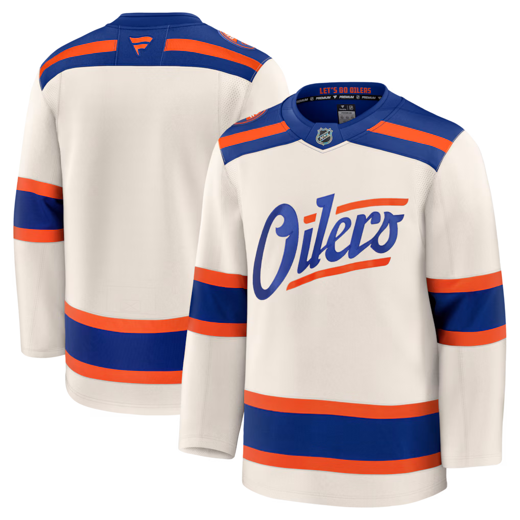 Men's Edmonton Oilers Fanatics Light Beige Alternate Premium Jersey