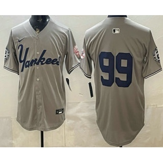 Men's New York Yankees #99 Aaron Judge Grey Without Name Limited Jersey - Ujersey