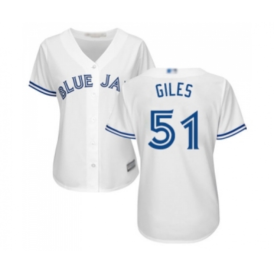Women's Toronto Blue Jays #51 Ken Giles Replica White Home Baseball Jersey - Ujersey