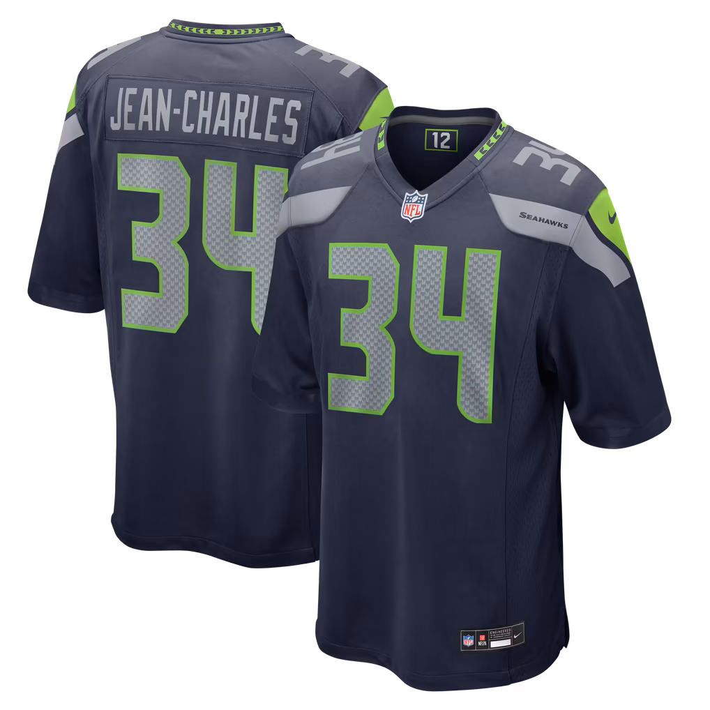 Men's Seattle Seahawks Shemar Jean-Charles Nike College Navy Team Game Jersey - U-jersey