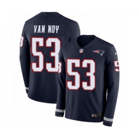 Men's Nike New England Patriots #56 Andre Tippett Limited Navy Blue Therma Long Sleeve NFL Jersey - Ujersey