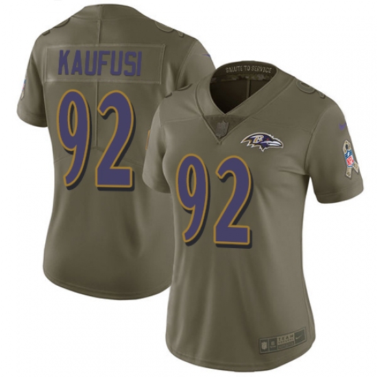 Women's Nike Baltimore Ravens #92 Bronson Kaufusi Limited Olive 2017 Salute to Service NFL Jersey - Ujersey
