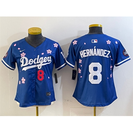 Women's Los Angeles Dodgers #8 Enrique Hernández Royal 2025 Tokyo Series Limited Stitched Baseball Jersey(Run Small) - Ujersey