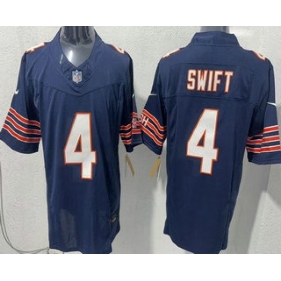 Men's Chicago Bears #4 D'Andre Swift Limited Navy FUSE Vapor Jersey - Ujersey