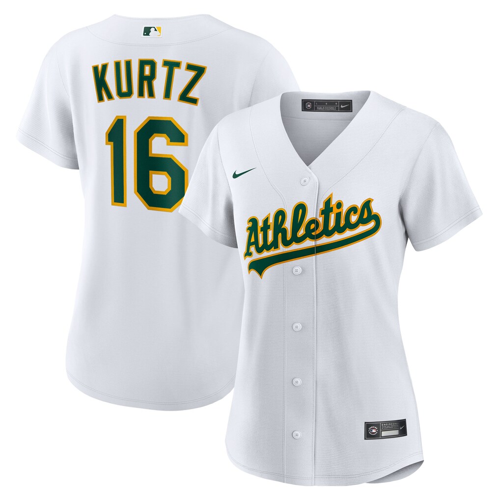 Women's  Athletics Nick Kurtz Nike White Home Replica Player Jersey - ujerseystore