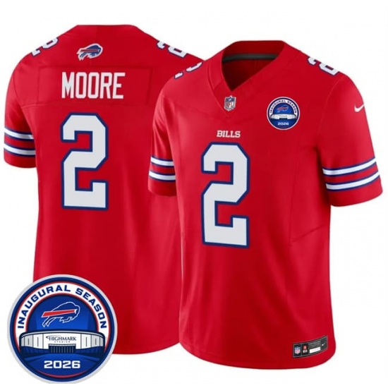 Men's Buffalo Bills #2 D.J. Moore Red F.U.S.E. 2026 Inaugural Season at Highmark Stadium Football Stitched Jersey - Ujersey