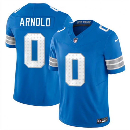 Men's Detroit Lions #0 Terrion Arnold New Blue 2024 Draft F.U.S.E. Vapor Limited Football Stitched Jersey