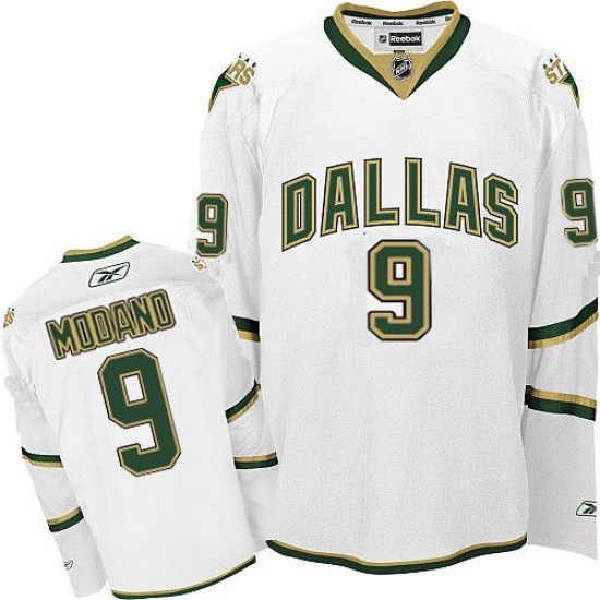 Men's Reebok Dallas Stars #9 Mike Modano Premier White Third NHL Jersey - Ujersey