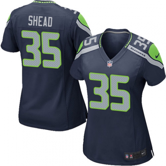 Women's Nike Seattle Seahawks #35 DeShawn Shead Game Steel Blue Team Color NFL Jersey - Ujersey