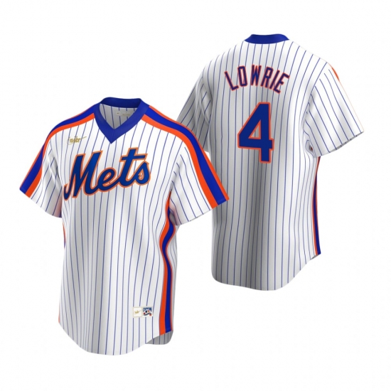 Men's Nike New York Mets #4 Jed Lowrie White Cooperstown Collection Home Stitched Baseball Jersey - Ujersey