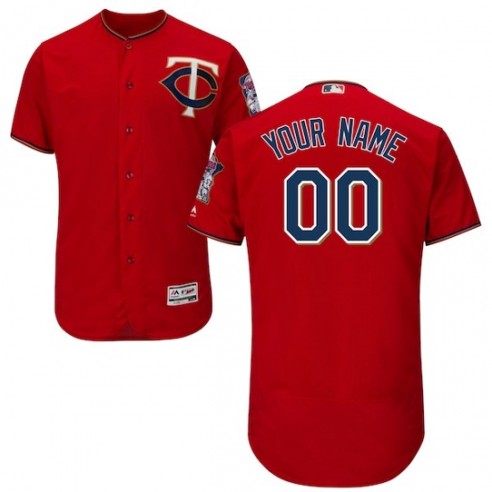 Men's Minnesota Twins Majestic Alternate Scarlet Flex Base Authentic Collection Custom Jersey - Ujersey