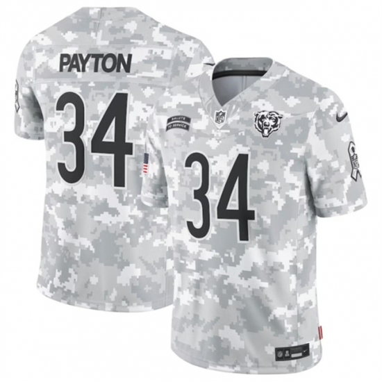 Youth Chicago Bears #34 Walter Payton 2024 F U S E Arctic Camo Salute To Service Limited Stitched Football Jersey - Ujersey