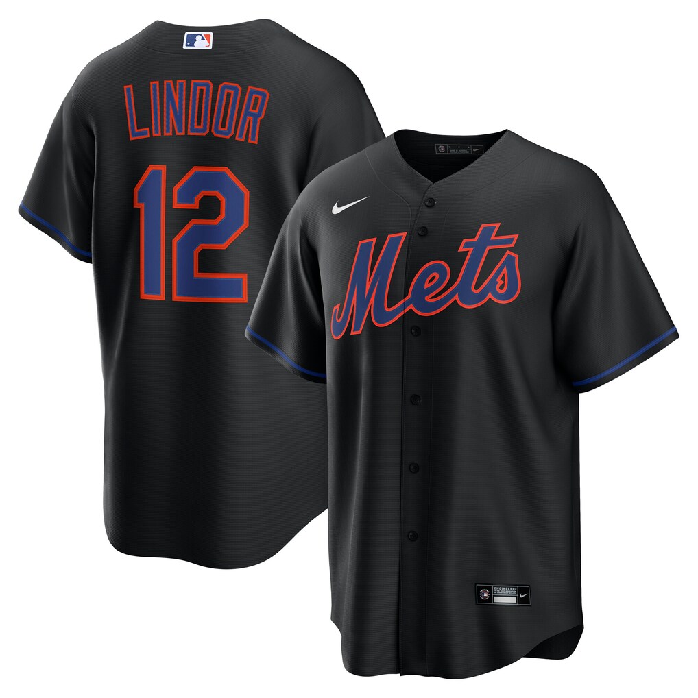 Men's  New York Mets Francisco Lindor Nike Black Alternate Replica Jersey - Ujersey