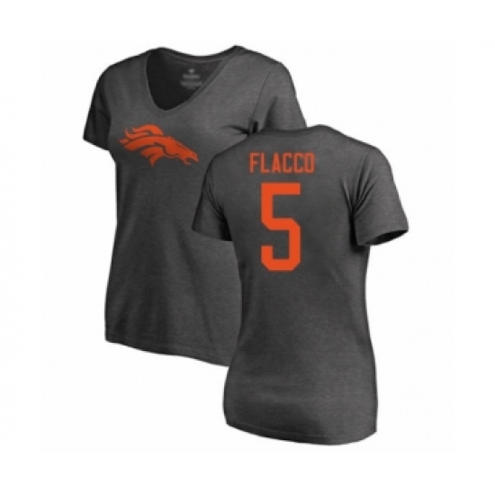 Football Women's Denver Broncos #5 Joe Flacco Ash One Color T-Shirt - Ujersey