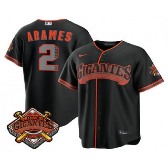 Men's San Francisco Giants #2 Willy Adames Black 2026 Alternate Stadium Stitched Jersey - Ujersey