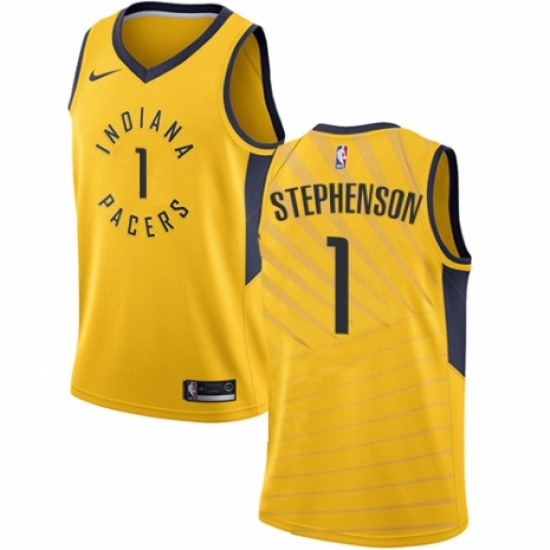 Men's Nike Indiana Pacers #1 Lance Stephenson Authentic Gold NBA Jersey Statement Edition - Ujersey