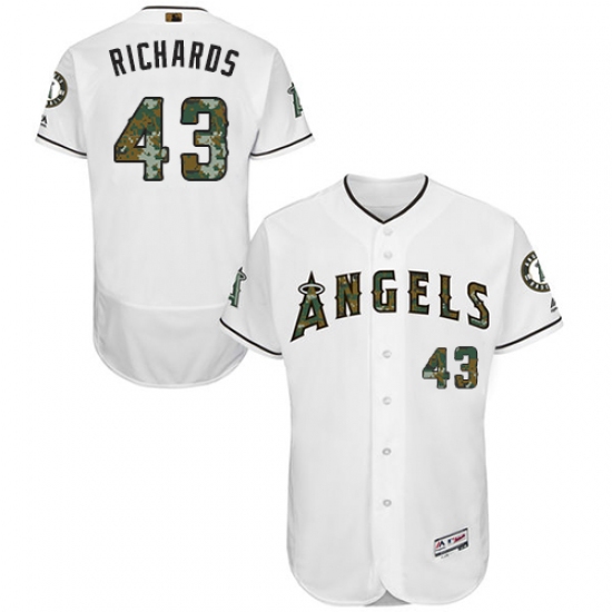 Men's Majestic Los Angeles Angels of Anaheim #43 Garrett Richards Authentic White 2016 Memorial Day Fashion Flex Base MLB Jersey - Ujersey