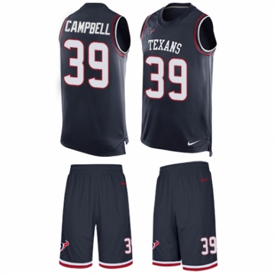 Men's Nike Houston Texans #39 Ibraheim Campbell Limited Navy Blue Tank Top Suit NFL Jersey - Ujersey