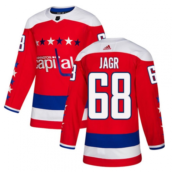 Men's Adidas Washington Capitals #68 Jaromir Jagr Authentic Red Alternate NHL Jersey - Ujersey