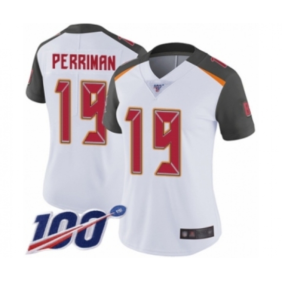 Women's Tampa Bay Buccaneers #19 Breshad Perriman White Vapor Untouchable Limited Player 100th Season Football Jersey - Ujersey