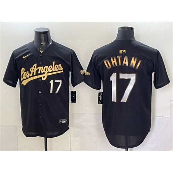 Men's Los Angeles Dodgers #17 Shohei Ohtani Black Gold Limited Stitched Baseball Jersey - Ujersey