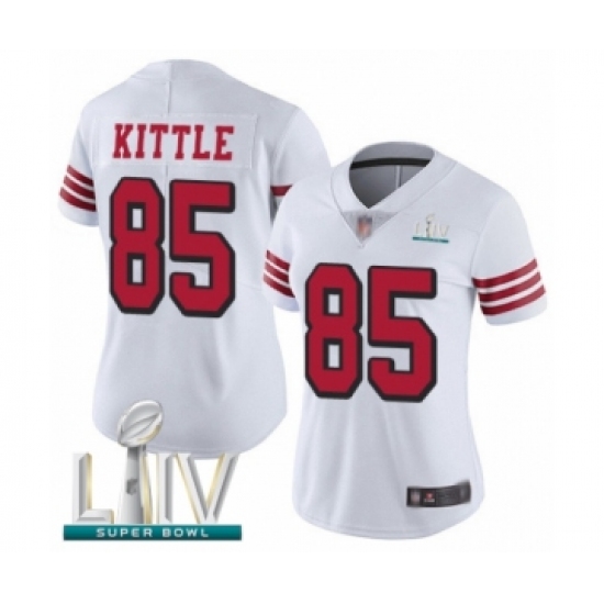 Women's San Francisco 49ers #85 George Kittle Limited White Rush Vapor Untouchable Super Bowl LIV Bound Football Jersey - Ujersey