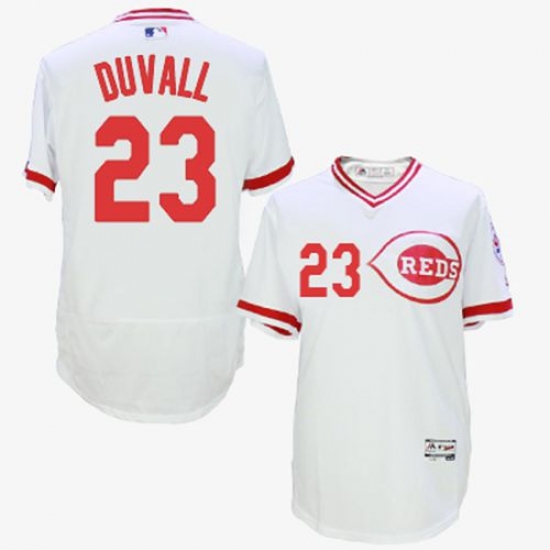 Men's Majestic Cincinnati Reds #23 Adam Duvall White Flexbase Authentic Collection Cooperstown MLB Jersey - Ujersey