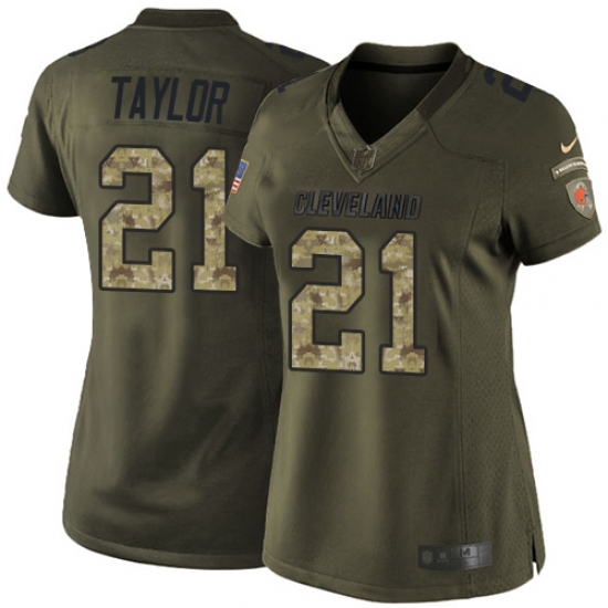 Women's Nike Cleveland Browns #21 Jamar Taylor Elite Green Salute to Service NFL Jersey - Ujersey