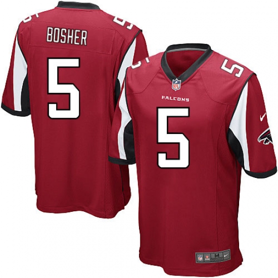 Men's Nike Atlanta Falcons #5 Matt Bosher Game Red Team Color NFL Jersey - Ujersey