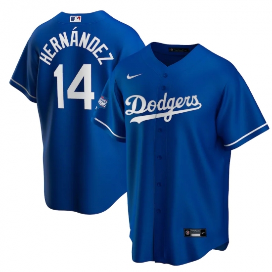 Men's Los Angeles Dodgers #14 Enrique Hernández Nike Royal 2020 World Series Champions Alternate Replica Player Jersey - Ujersey