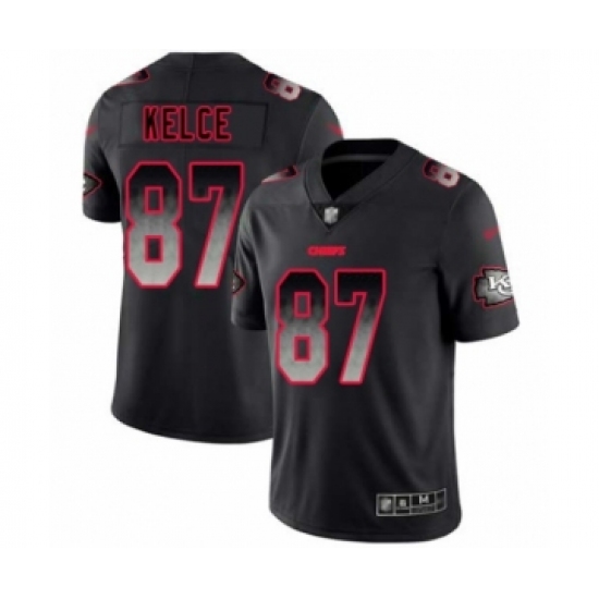 Men's Kansas City Chiefs #87 Travis Kelce Limited Black Smoke Fashion Football Jersey - Ujersey