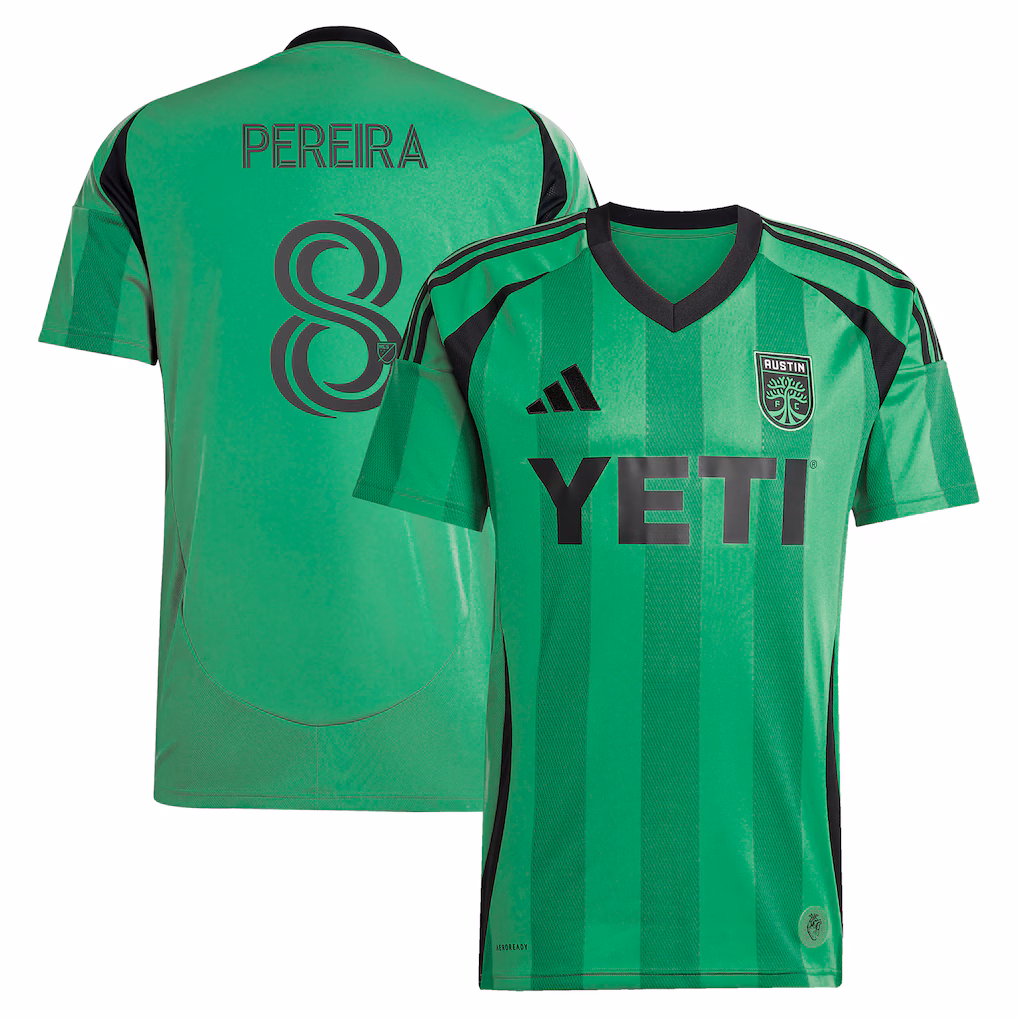 Men's Austin FC Daniel Pereira adidas Green 2025 The Heartbeat Kit Replica Player Jersey - ujerseystore
