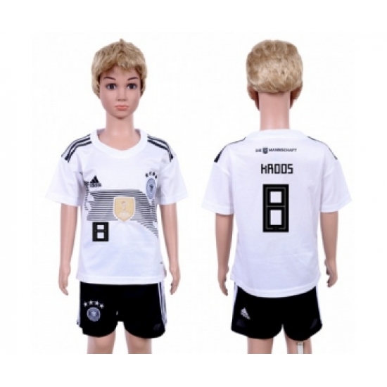 Germany #8 Kroos White Home Kid Soccer Country Jersey